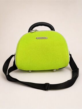 Luca Vergani Lime Green Travel Cosmetic Makeup Case w/ Strap